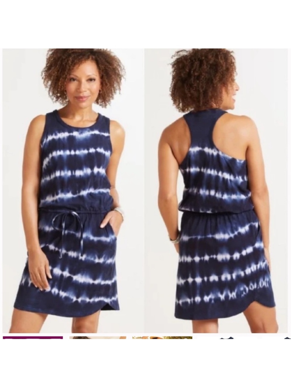 Sundry Navy and White Tie-Dye Racerback dress - The Weekender | size medium